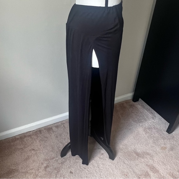 Split skirt | XL | Black | maxi skirt with front and back panel - Picture 2 of 2